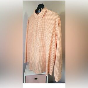 Chaps Easy Care Men's Peach Gingham Button Down Shirt XL Long Sleeve